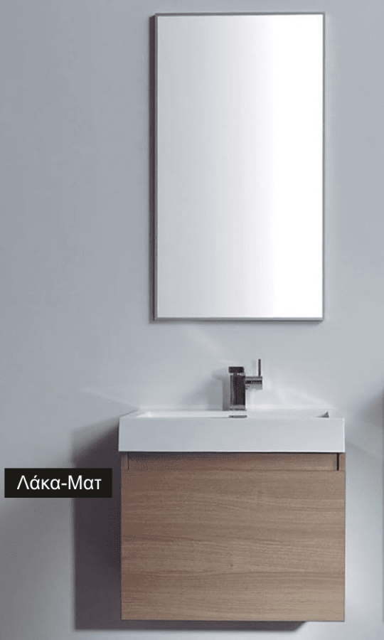  Έπιπλο Μπάνιου 60 εκ -Νιπτήρα τύπου Corian, Χρώμα Μαύρη Λάκα Ματ ECO-60A FT21.060.003PB