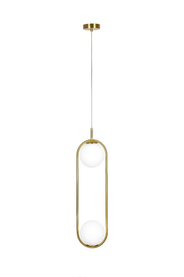 SE 110-2 PRATO PENDANT BRASS GOLD WITH 2 OPAL GLASSES Φ15 Γ4 HOMELIGHTING 77-4489