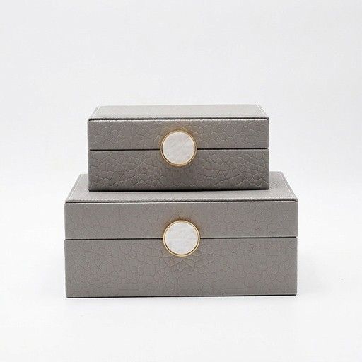 S/2 ΔΙΑΚΟΣΜΗΤΙΚΑ ΚΟΥΤΙΑ ΞΥΛΙΝΑ ΓΚΡΙ 20x16x8cm/ 16x11x6cm Eurolamp 819-00326