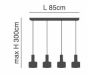 SE21-BL-4-4BL-MS1 ADEPT TUBE Black Pendant Black Metal Shade+ HOMELIGHTING 77-8546