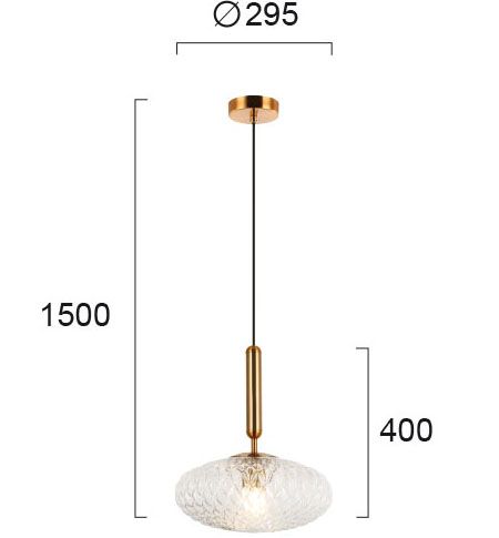 Φωτιστικό Κρεμαστό Ø29,5 cm Ανάγλυφο Διάφανο Γυαλί, Ανάρτηση Χρυσό Viokef Ester 4225600