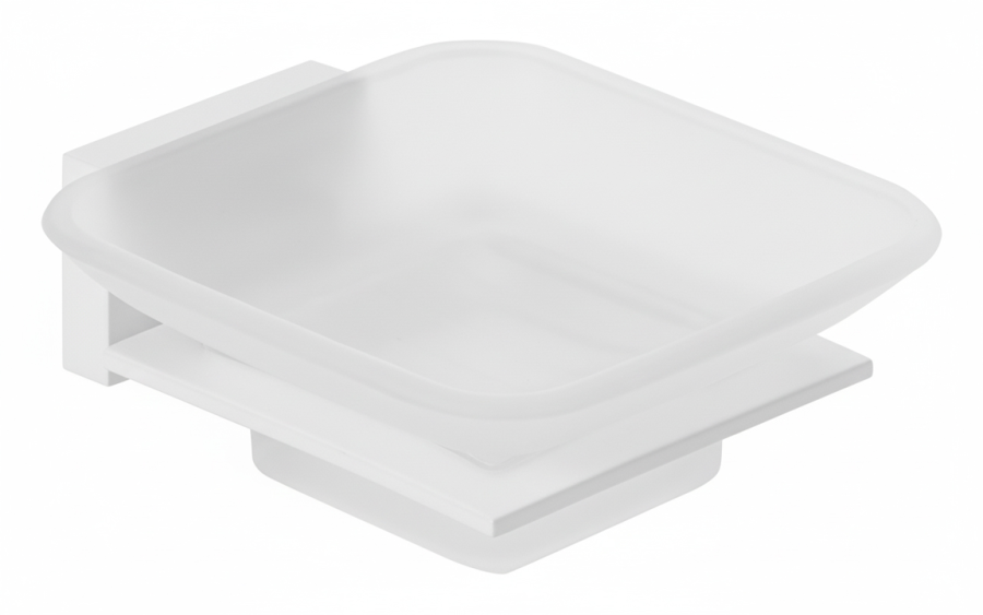 Σαπουνοθήκη Γυαλί Λευκό Bronze Art Lugano 10X6-AA