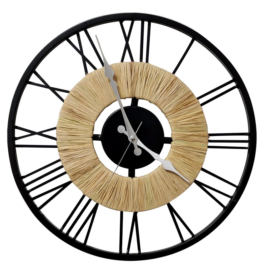 Ρολόι  Τοίχου Ø70cm Μέταλλο Μαύρο με Ψάθα CLT-08  ARlight 7316055