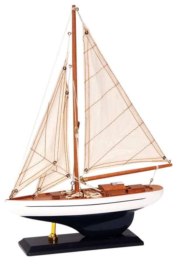 Ξύλινο Παραδοσιακό Καράβι 25x6xH36cm,Χρώμα Λευκό-Καφέ 50190321