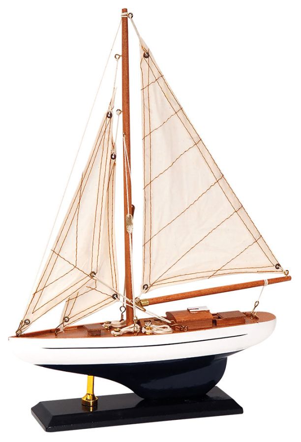 Ξύλινο Παραδοσιακό Καράβι 25 x 6 x 36(h)cm,Χρώμα Λευκό - Καφέ Lianos 50190321