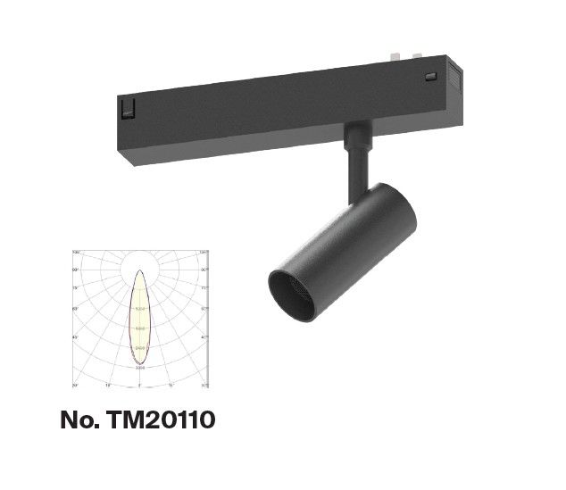 Φωτιστικό spot LED 7W, 3CCT, 24° για μαγνητική ράγα 220V, σε μαύρη απόχρωση D:3,5x8cm TM20110