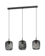 Eglo Romazzina Μοντέρνο Κρεμαστό Φωτιστικό Τρίφωτο Ράγα με Ντουί E27 σε Μαύρο Χρώμα 900495