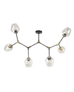 InLight Κρεμαστό φωτιστικό από μαύρο μέταλλο και διάφανο γυαλί 6XE27 D:140cm 6129-6-GL