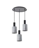 SE21-BL-4-3BL-GL1 ADEPT TUBE Black Pendant Smoked Glass+ HOMELIGHTING 77-8487