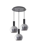 SE21-BL-4-3BL-GL2 ADEPT TUBE Black Pendant Smoked Glass+ HOMELIGHTING 77-8494