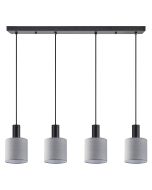 SE21-BL-4-4BL-SH2 ADEPT TUBE Black Pendant Grey Fabric Shade+ HOMELIGHTING 77-8518