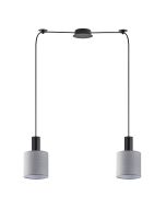 SE21-BL-4-BL2-SH2 ADEPT TUBE Black Pendant Grey Fabric Shade+ HOMELIGHTING 77-8515
