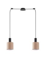 SE21-BL-4-BL2-SH3 ADEPT TUBE Black Pendant Brown Fabric Shade+ HOMELIGHTING 77-8522