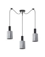 SE21-BL-4-BL3-GL1 ADEPT TUBE Black Pendant Smoked Glass+ HOMELIGHTING 77-8485