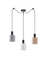 SE21-BL-4-BL3-SH12 ADEPT FLEX Black Pendant White, Grey, Brown Fabric Shade+ HOMELIGHTING 77-8919