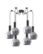 SE21-BL-4-BL6-GL2 ADEPT TUBE Black Pendant Smoked Glass+ HOMELIGHTING 77-8491