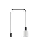 SE21-BL-4-NM1W-SH1 ADEPT TUBE Black Matt Wall Lamp White Fabric Shade+ HOMELIGHTING 77-8810