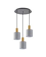 SE21-GM-4-3BL-SH2 ADEPT TUBE Gold Matt Pendant Grey Fabric Shade+ HOMELIGHTING 77-8607