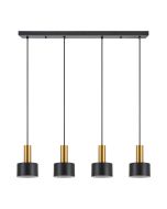 SE21-GM-4-4BL-MS1 ADEPT TUBE Gold Matt Pendant Black Metal Shade+ HOMELIGHTING 77-8637