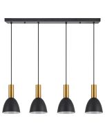 SE21-GM-4-4BL-MS2 ADEPT TUBE Gold Matt Pendant Black Metal Shade+ HOMELIGHTING 77-8644