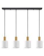 SE21-GM-4-4BL-SH1 ADEPT TUBE Gold Matt Pendant White Fabric Shade+ HOMELIGHTING 77-8602