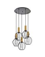 SE21-GM-4-5BL-GR12 ADEPT FLEX Gold Matt Pendant Black Metal Grid+ HOMELIGHTING 77-8936