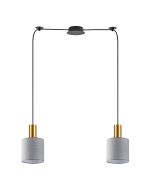 SE21-GM-4-BL2-SH2 ADEPT TUBE Gold Matt Pendant Grey Fabric Shade+ HOMELIGHTING 77-8606