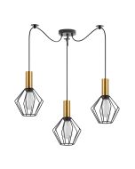 SE21-GM-4-BL3-GR1 ADEPT TUBE Gold Matt Pendant Black Metal Grid+ HOMELIGHTING 77-8619