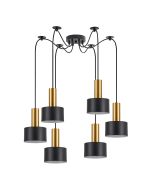 SE21-GM-4-BL6-MS1 ADEPT TUBE Gold Matt Pendant Black Metal Shade+ HOMELIGHTING 77-8632