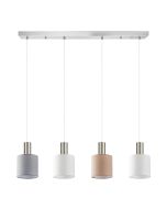 SE21-NM-4-4BL-SH123 ADEPT FLEX Nickel Matt Pendant White, Grey, Brown Fabric Shade+ HOMELIGHTING 77-8932