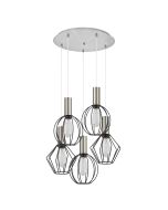 SE21-NM-4-5BL-GR12 ADEPT FLEX Nickel Matt Pendant Black Metal Grid+ HOMELIGHTING 77-8921