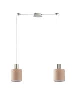 SE21-NM-4-NM2-SH3 ADEPT TUBE Nickel Matt Pendant Brown Fabric Shade+ HOMELIGHTING 77-8431