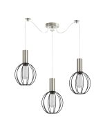 SE21-NM-4-NM3-GR2 ADEPT TUBE Nickel Matt Pendant Black Metal Grid+ HOMELIGHTING 77-8444