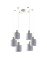 SE21-NM-4-NM6-SH2 ADEPT TUBE Nickel Matt Pendant Grey Fabric Shade+ HOMELIGHTING 77-8422