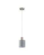 SE21-NM-4-SH2 ADEPT TUBE Nickel Matt Pendant Grey Fabric Shade+ HOMELIGHTING 77-8421
