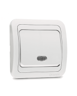 Διακόπτης  Χωνευτός Λευκός Μπουτόν με φως Makel Mimoza 12124