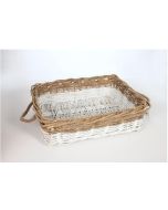 Καλάθι Μπαμπού Μεγάλο Λευκό-Μπεζ  56*43*15 εκ. Sila 1227Α