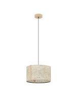 Κρεμαστό Φωτιστικό D40xH150cm Ξύλο-Ατσάλι Μονόφωτο 1xE27 Eglo Hontongas 390323