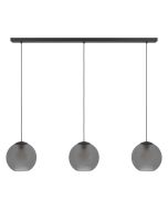 Κρεμαστό Φωτιστικό L125,5xH150cm Τρίφωτη Ράγα 3xE27 Μαύρο Μέταλλο-Γκρι Γυαλί Eglo Arangona 390214