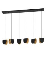 Κρεμαστό Φωτιστικό L138xH150cm Εξάφωτη Ράγα 6xE27 Μαύρο-Χρυσό Eglo Serenara 390184