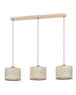 Κρεμαστό Φωτιστικό  Ράγα L110xH150cm Ξύλο-Ατσάλι Τρίφωτο 3xE27 Eglo Hontongas 390324