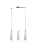 Κρεμαστό Φωτιστικό Τρίφωτη Ράγα  72,52xH110cm 3xE27 Χρωμέ -Γυαλί Διάφανο-Οπάλ Eglo Pinto 89833
