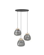 Κρεμαστό Φωτιστικό Τρίφωτο Ροζέτα D60xH150cm 3xE27 Μαύρο Μέταλλο-Γυαλί Eglo Magacela 390319