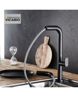 Μπαταρία Νεροχύτη Με Συρόμενο Ντους Μαύρο Ματ Armando Vicario Eva 400746-400