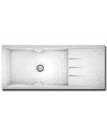 Νεροχύτης Κουζίνας 116x50cm Ένθετος Ερμάριο 80cm Γρανίτης Sanitec Ultra Granite 817-30-Bianco