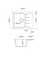 Νεροχύτης Κουζίνας 60x50cm Γρανίτης Ένθετος Ερμάριο 50cm Sanitec Ultra Granite 812-35-Pietra