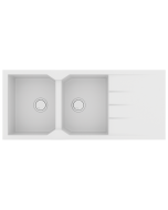 Νεροχύτης Κουζίνας Δύο Γούρνες & Ποδιά 116x50cm Ένθετος Ερμάριο 80cm Sanitec Ultra Granite 800-30-Bianco