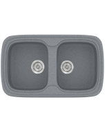 Νεροχύτης Κουζίνας Συνθετικός 82*50 εκ.2 Γούρνες Metallic Silver Ένθετος Eρμάριο 80 εκ.Sanitec Premium 312-17