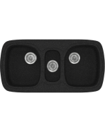 Νεροχύτης Κουζίνας Συνθετικός 97x51cm Ένθετος σε ερμάριο 100cm τρεις γούρνες Sanitec Classic 303-05-Granite-Black