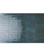 Πλακάκι Τοίχου Τουβλάκι 6*25 εκ. Πορσελανάτο Διπλής Υάλωσης Soho Blue Super Glossy